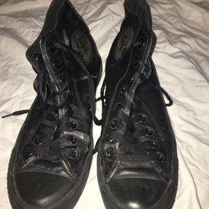 Black Unisex Leather Converse